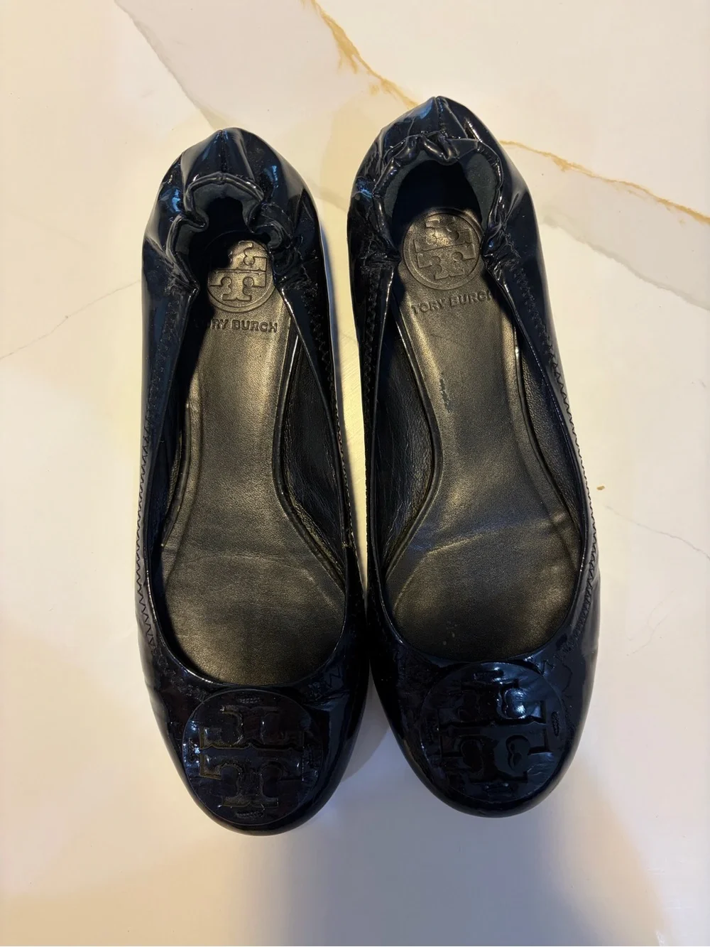 Tory Burch Reva Black Patent Leather Ballet Flats Women’s Size 8